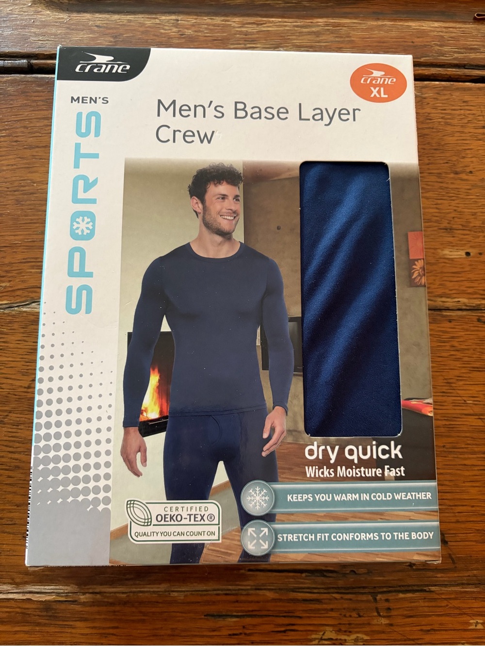 Crane Men's Base Layer Crew Long Sleeve - Navy (XL)